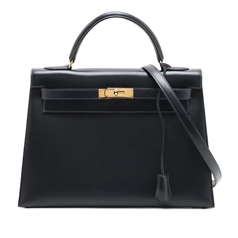 Hermès Box Calf Kelly Sellier 32 Blue Leather Good condition - Front View