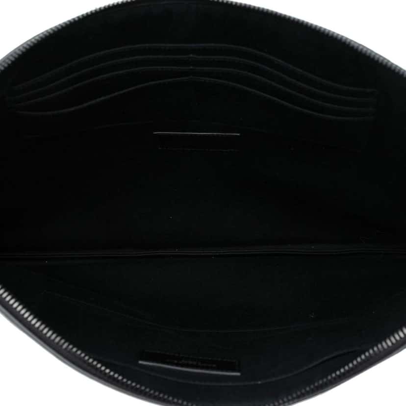 Saint Laurent Croc Embossed Leather Monogram Clutch Black Leather Very good condition - Model View