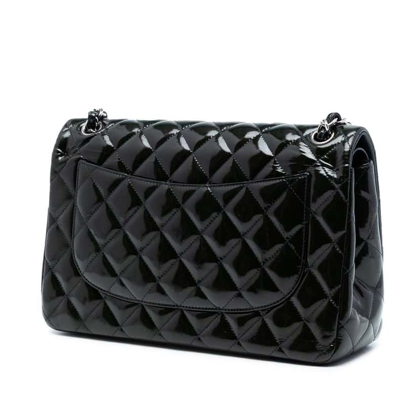 Chanel Jumbo Classic Patent Double Flap Blue Leather Good condition - Back View