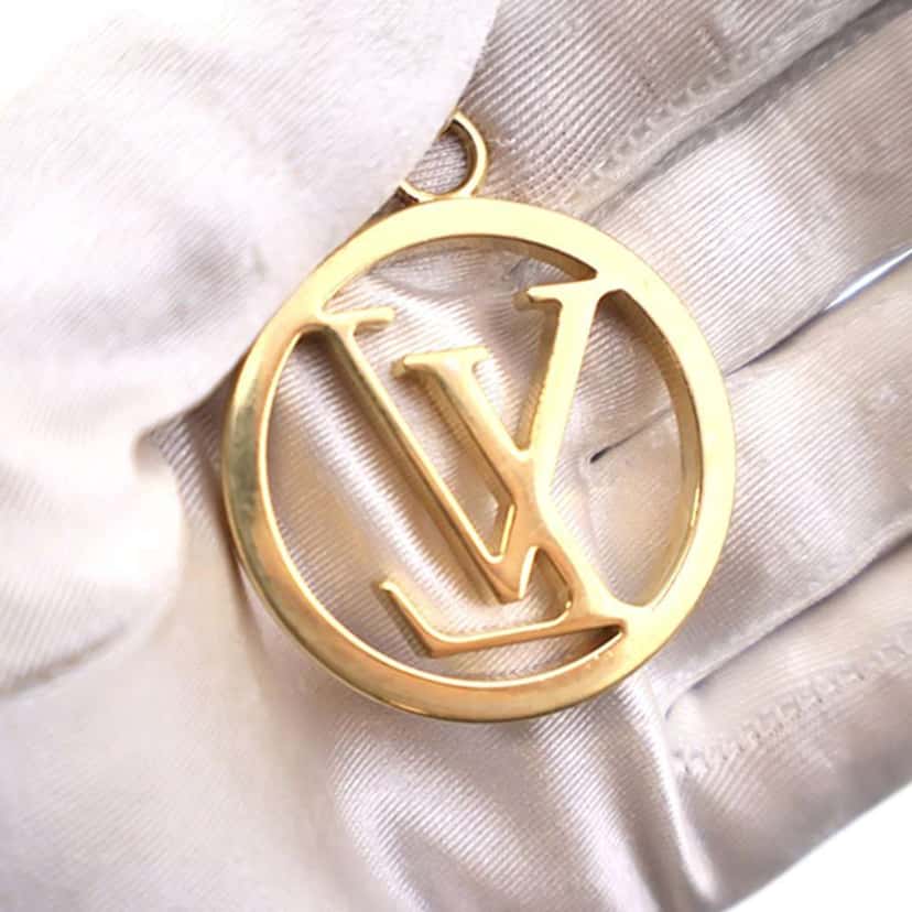 Louis Vuitton Gold Plated LV Circle Key Holder and Bag Charm Gold Metal Good condition - Inside View