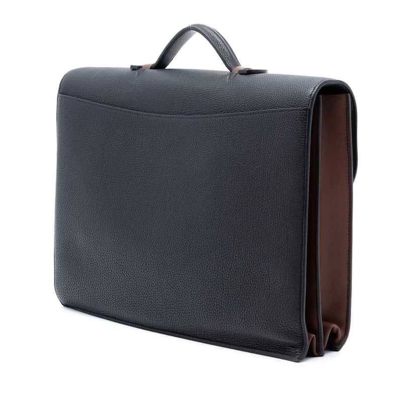 Hermès Togo and Swift Sac A Depeches Verso 38 Black Leather Good condition - Back View