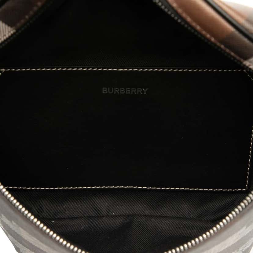 Burberry Geometric Check Coated Canvas Bum Bag Brown Canvas Good condition - Model View