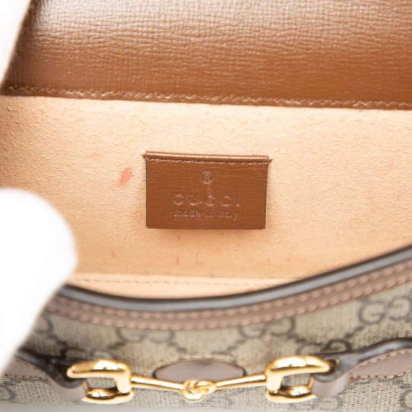 Gucci Mini GG Supreme Horsebit 1955 Crossbody Brown Canvas Good condition - Box View
