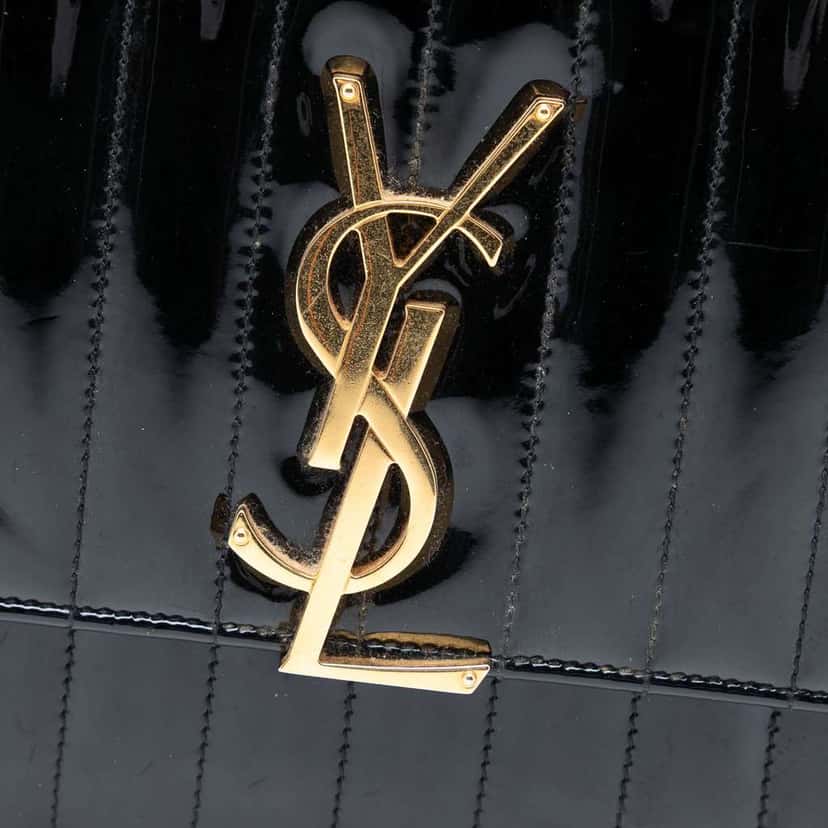 Saint Laurent Large Patent Vicky Crossbody Black Leather Very good condition - Box View