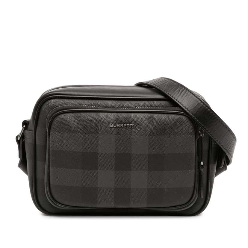 Burberry Coated Canvas Check Paddy Bag Grey Canvas Fair condition - Front View
