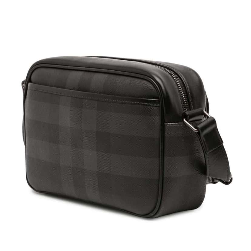 Burberry Coated Canvas Check Paddy Bag Grey Canvas Fair condition - Back View