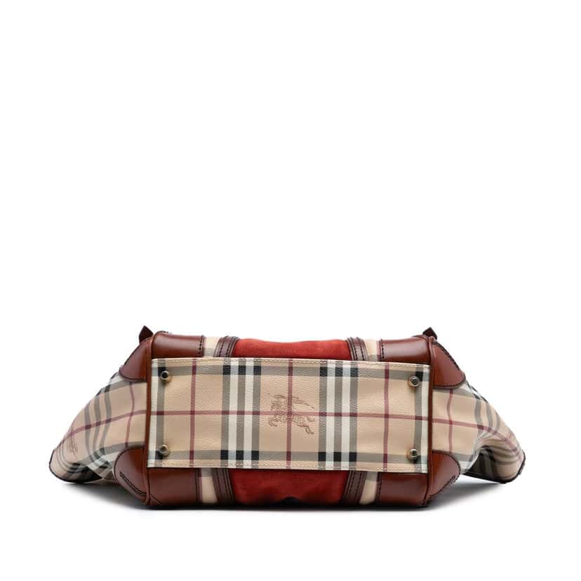 Burberry Small Suede Trimmed Haymarket Check Coated Canvas Canterbury Tote Brown Canvas Good condition - Inside View