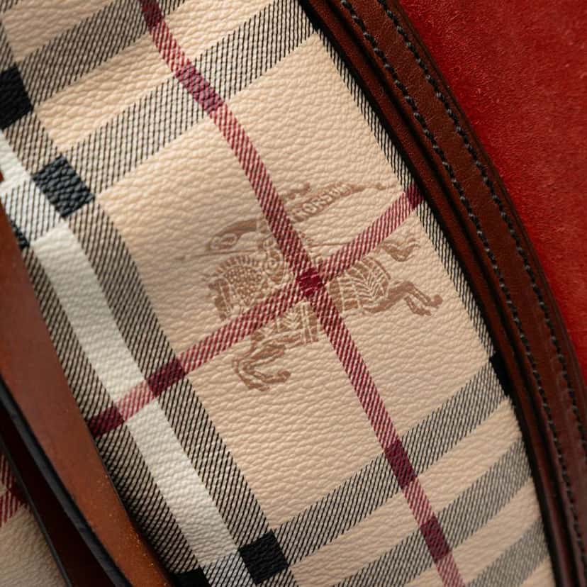 Burberry Small Suede Trimmed Haymarket Check Coated Canvas Canterbury Tote Brown Canvas Good condition - Box View
