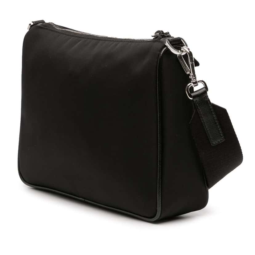 Prada Saffiano Trimmed Re Nylon Zip Top Crossbody Black Good condition - Back View