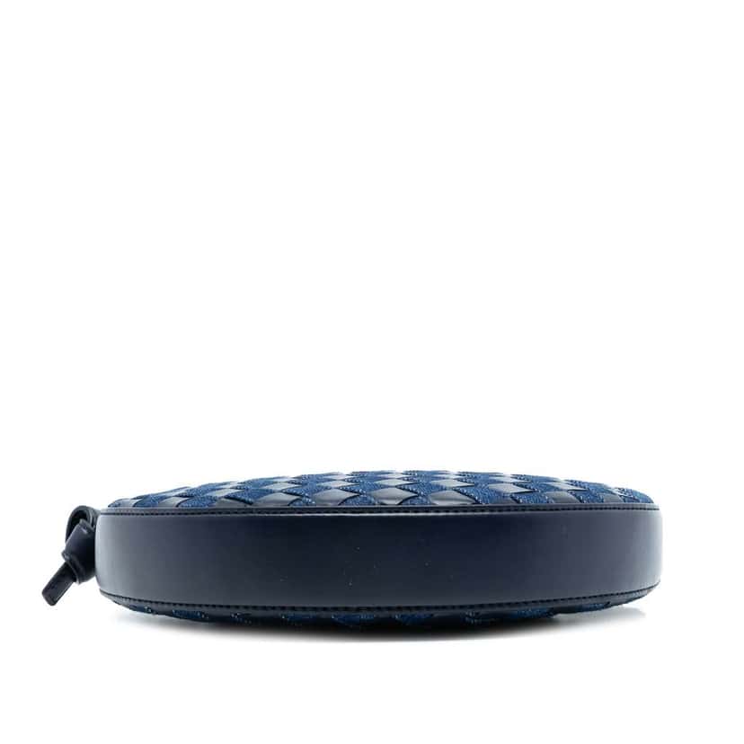 Bottega Veneta Mini Leather and Denim Intrecciato Sunrise Hobo Blue Leather Good condition - Inside View