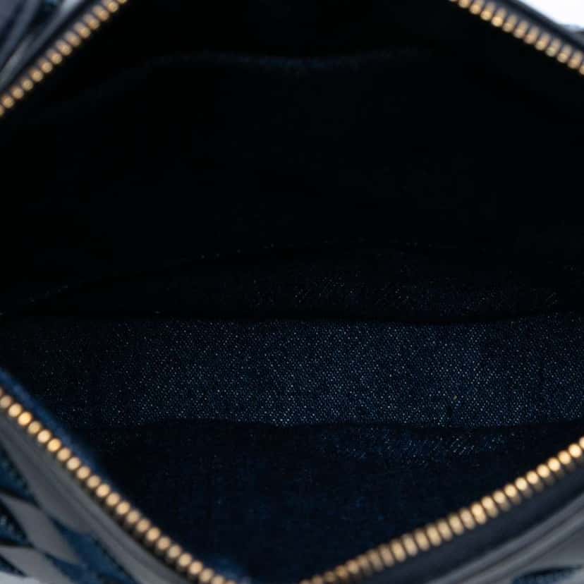 Bottega Veneta Mini Leather and Denim Intrecciato Sunrise Hobo Blue Leather Good condition - Model View