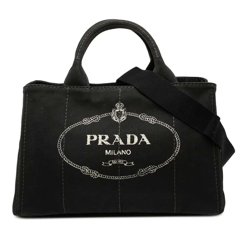 Prada Canvas Canapa Logo Satchel Black Canvas Good condition - Front View