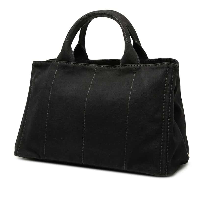 Prada Canvas Canapa Logo Satchel Black Canvas Good condition - Back View