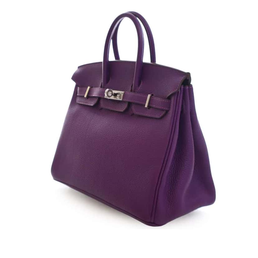 Hermès Togo Birkin Retourne 25 Purple Leather Good condition - Back View