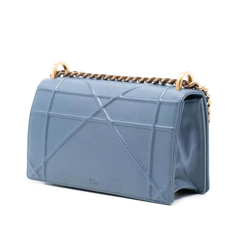 Dior Small Grained Calfskin Diorama Flap Blue Leather Good condition - Back View