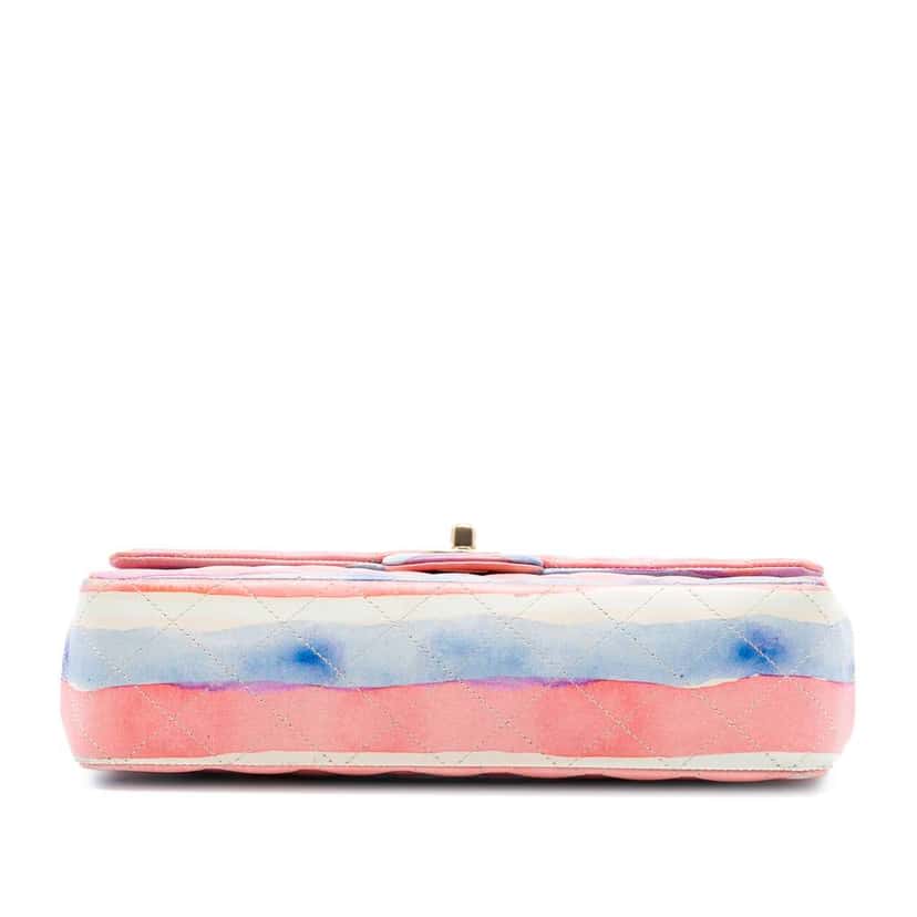 Chanel Medium Classic Printed Lambskin Watercolor Double Flap Pink Leather Very good condition - Inside View