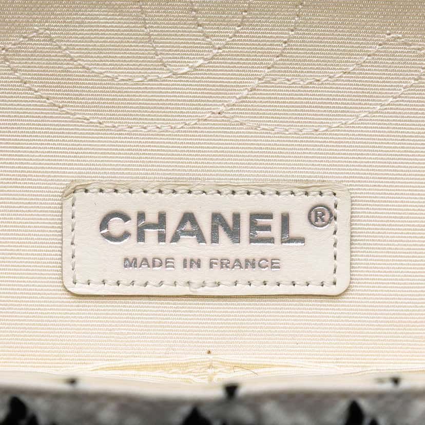 Chanel Medium Classic Embroidered Canvas Double Flap White Canvas Good condition - Box View