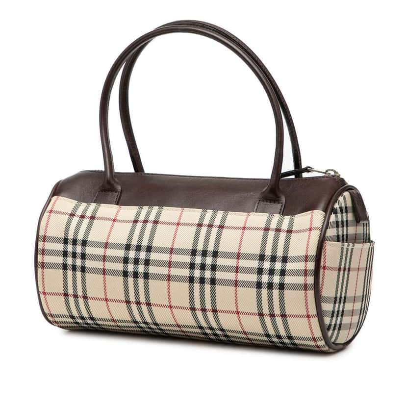 Burberry House Check Canvas Barrel Handbag Brown Canvas Good condition - Back View