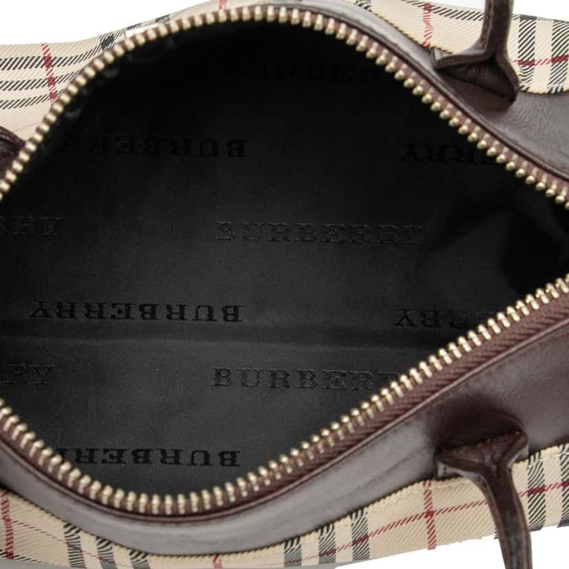 Burberry House Check Canvas Barrel Handbag Brown Canvas Good condition - Model View