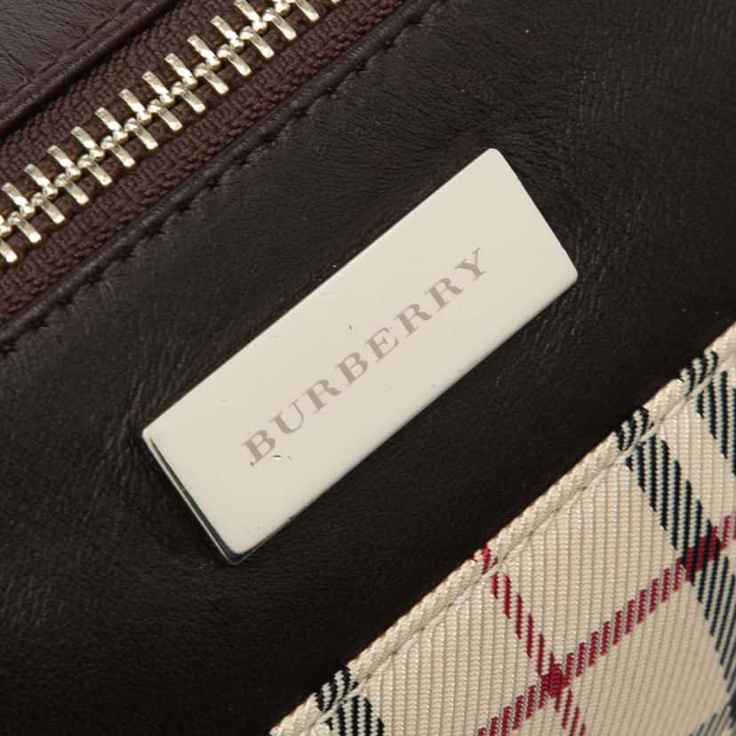Burberry House Check Canvas Barrel Handbag Brown Canvas Good condition - Box View