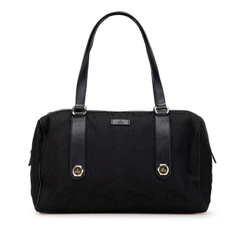 Gucci Canvas Horsebit Charmy Boston Bag Black Canvas Good condition - Front View