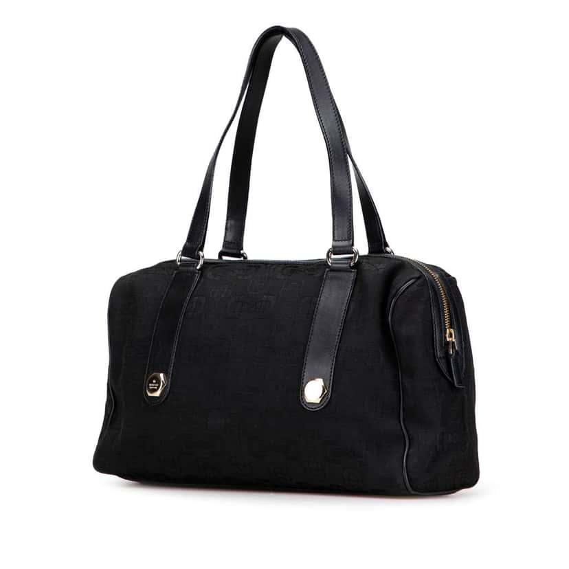 Gucci Canvas Horsebit Charmy Boston Bag Black Canvas Good condition - Back View