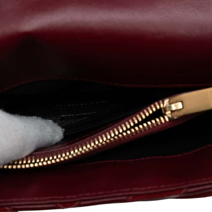 Saint Laurent Medium Calfskin and Suede Chevron Monogram College Satchel Red Leather Good condition - Box View