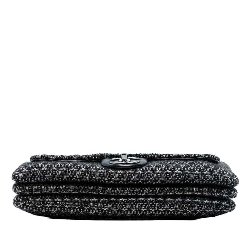 Chanel Large Tweed and Sequin Icons 3 Accordion Flap Black Tweed Good condition - Inside View