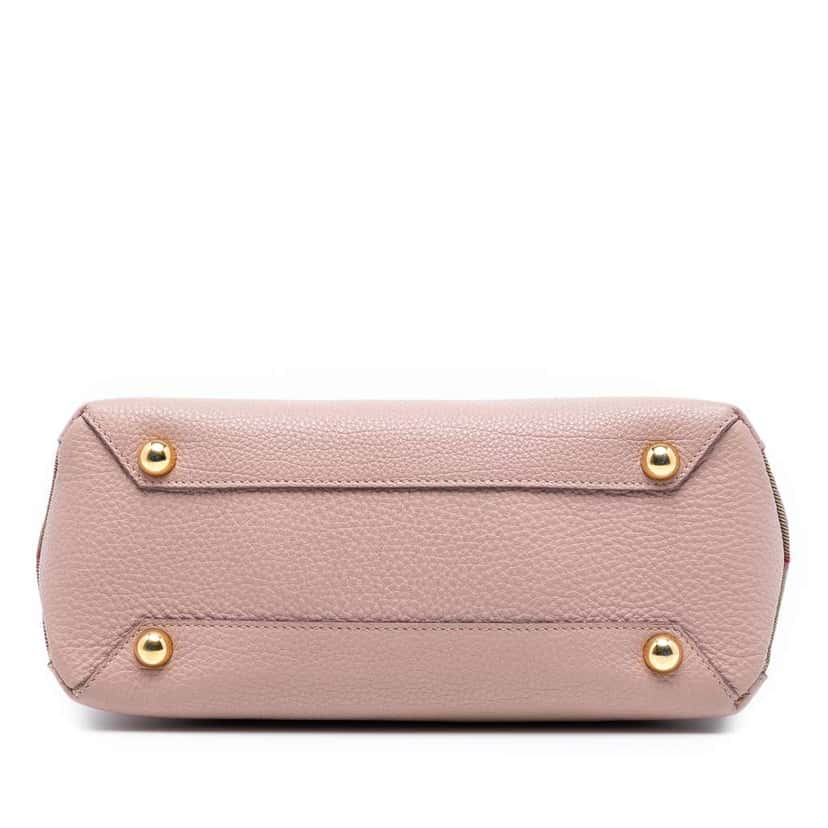 Burberry Small Calfskin and House Check Banner Satchel Pink Leather Good condition - Inside View