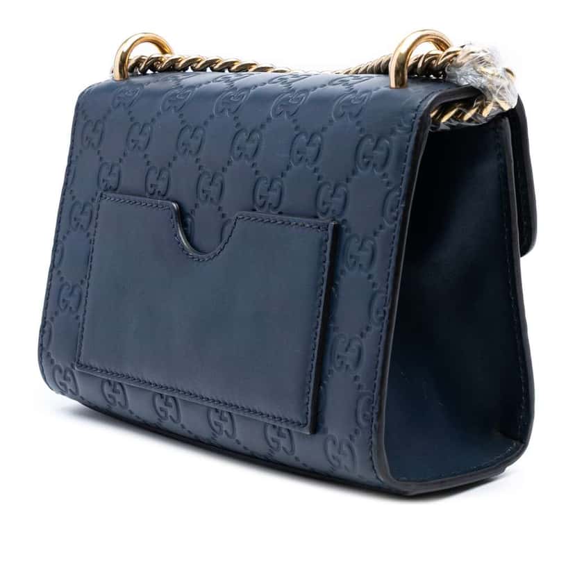 Gucci Small Guccissima Padlock Crossbody Blue Leather Good condition - Back View