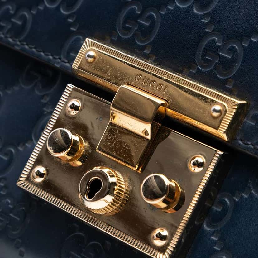 Gucci Small Guccissima Padlock Crossbody Blue Leather Good condition - Box View