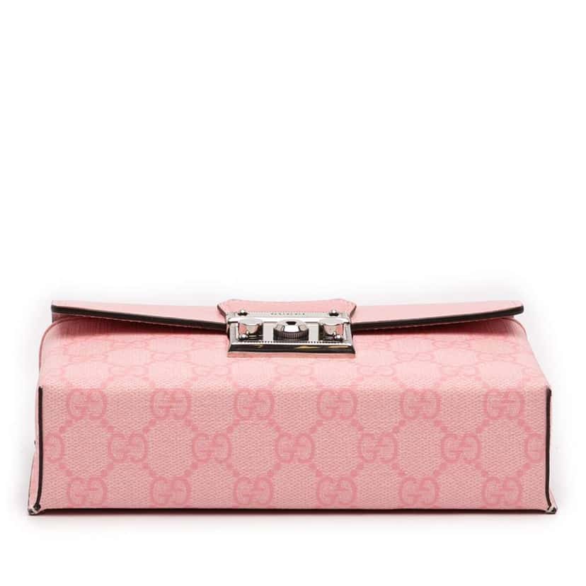 Gucci Mini GG Supreme Padlock Satchel Pink Canvas Good condition - Inside View