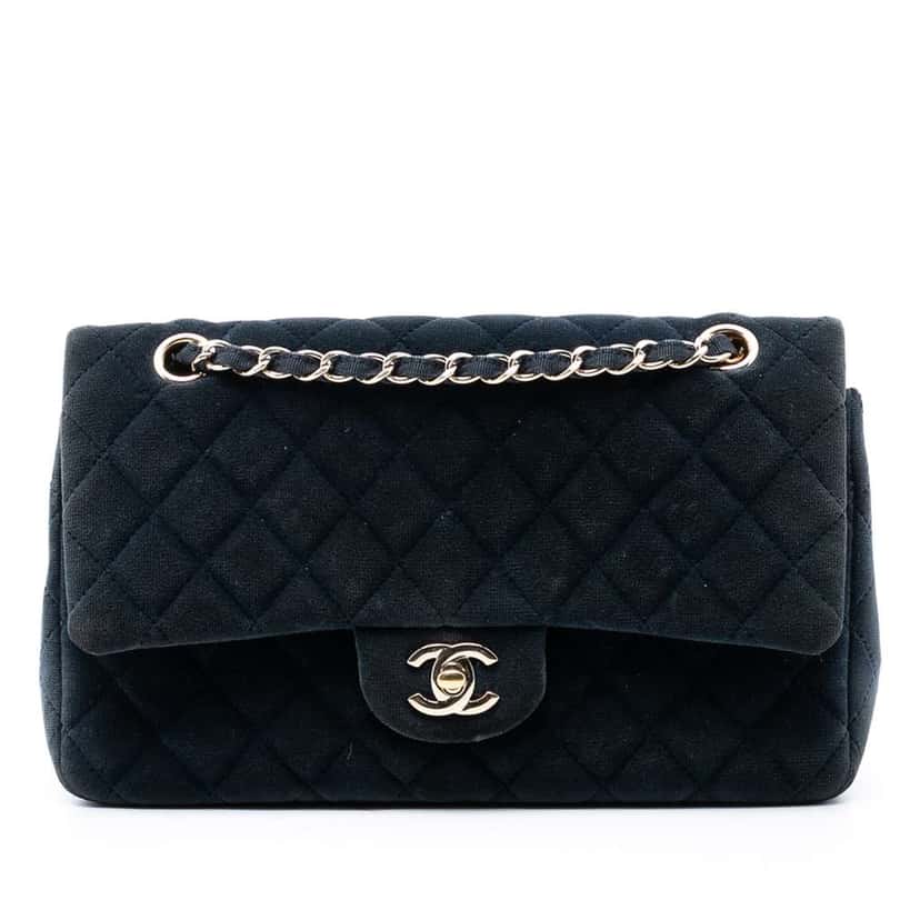 Chanel Medium Classic Velvet Double Flap Blue Velvet Very good condition - Front View