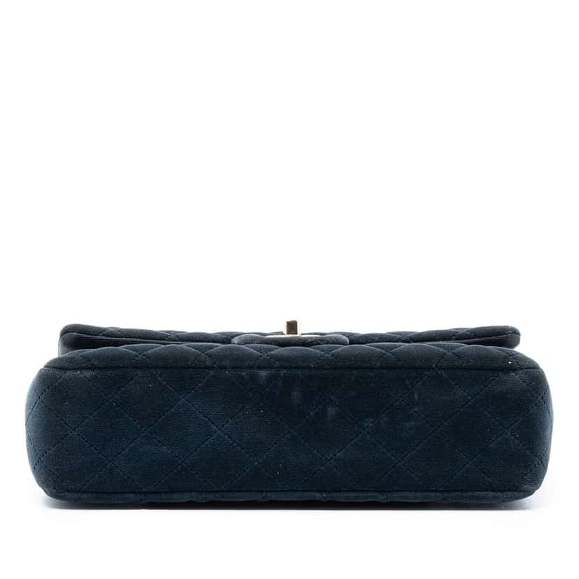 Chanel Medium Classic Velvet Double Flap Blue Velvet Very good condition - Inside View