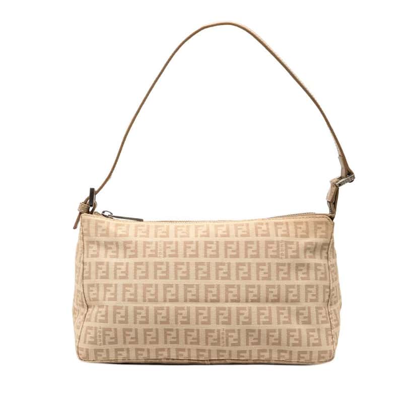 Fendi Zucchino Canvas Pochette Brown Canvas Good condition - Front View
