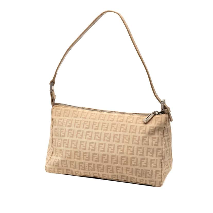 Fendi Zucchino Canvas Pochette Brown Canvas Good condition - Back View
