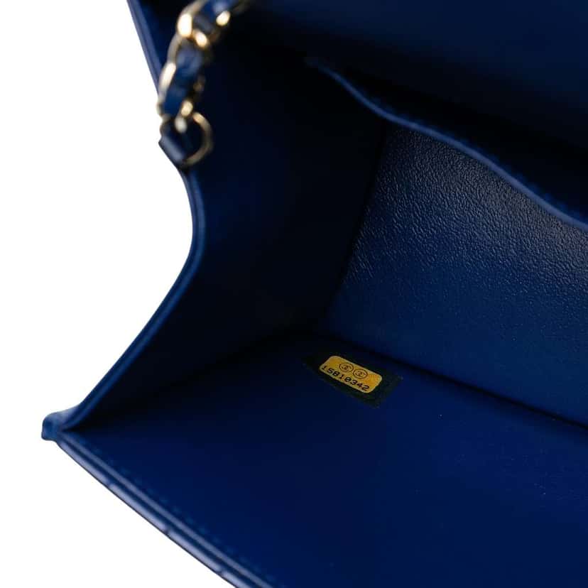 Chanel CC Quilted Lambskin Long Flap Blue Leather Fair condition - Box View