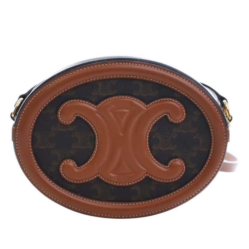 Celine Triomphe Coated Canvas Cuir Triomphe Oval Crossbody Brown Canvas Good condition - Back View