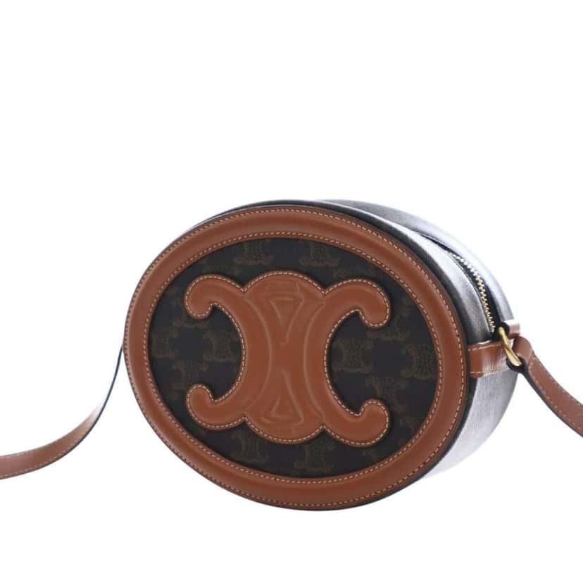 Celine Triomphe Coated Canvas Cuir Triomphe Oval Crossbody Brown Canvas Good condition - Inside View