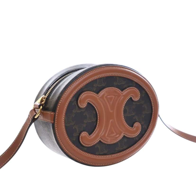 Celine Triomphe Coated Canvas Cuir Triomphe Oval Crossbody Brown Canvas Good condition - Model View
