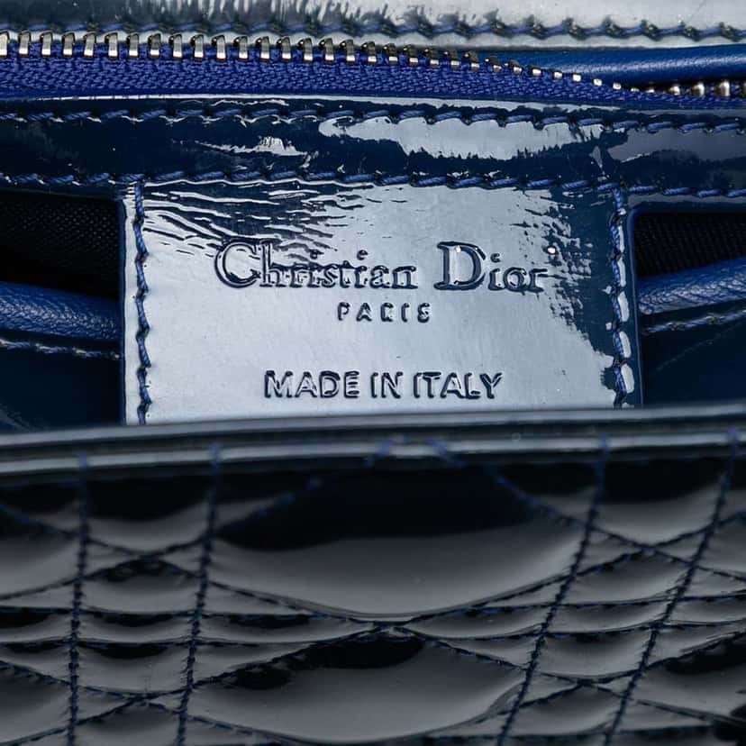 Dior Medium Patent Cannage Lady Dior Blue Leather Very good condition - Box View