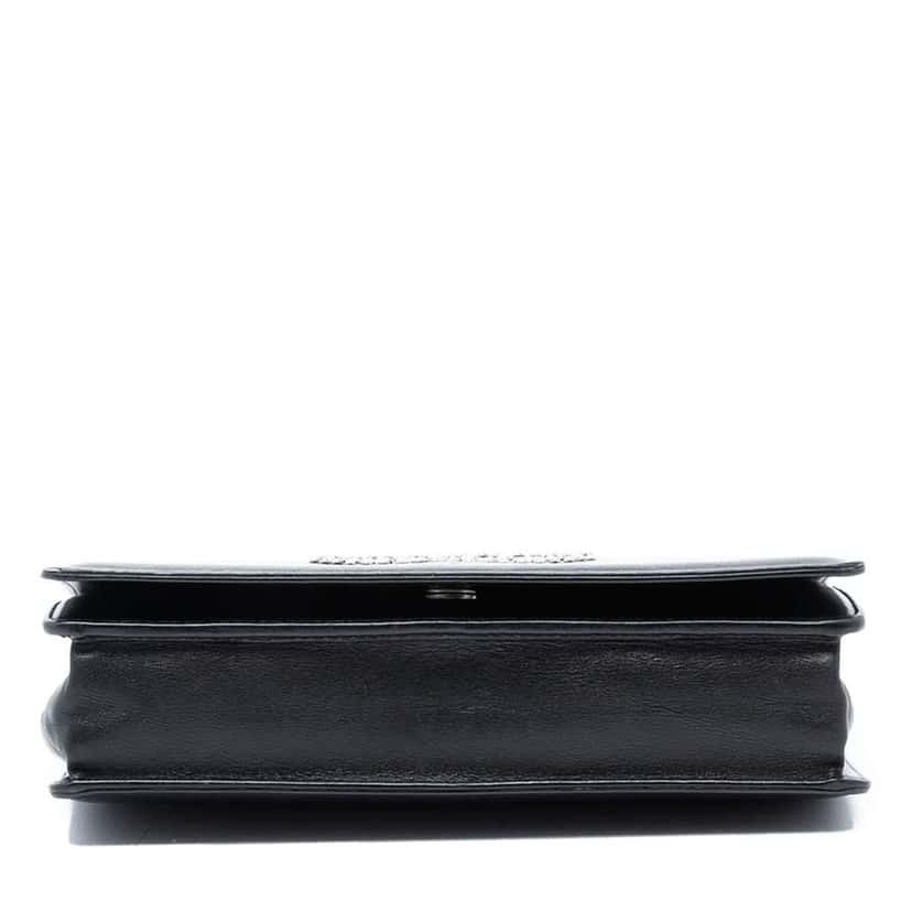 Chanel Studded Lambskin CC Wallet on Chain Black Leather Very good condition - Inside View