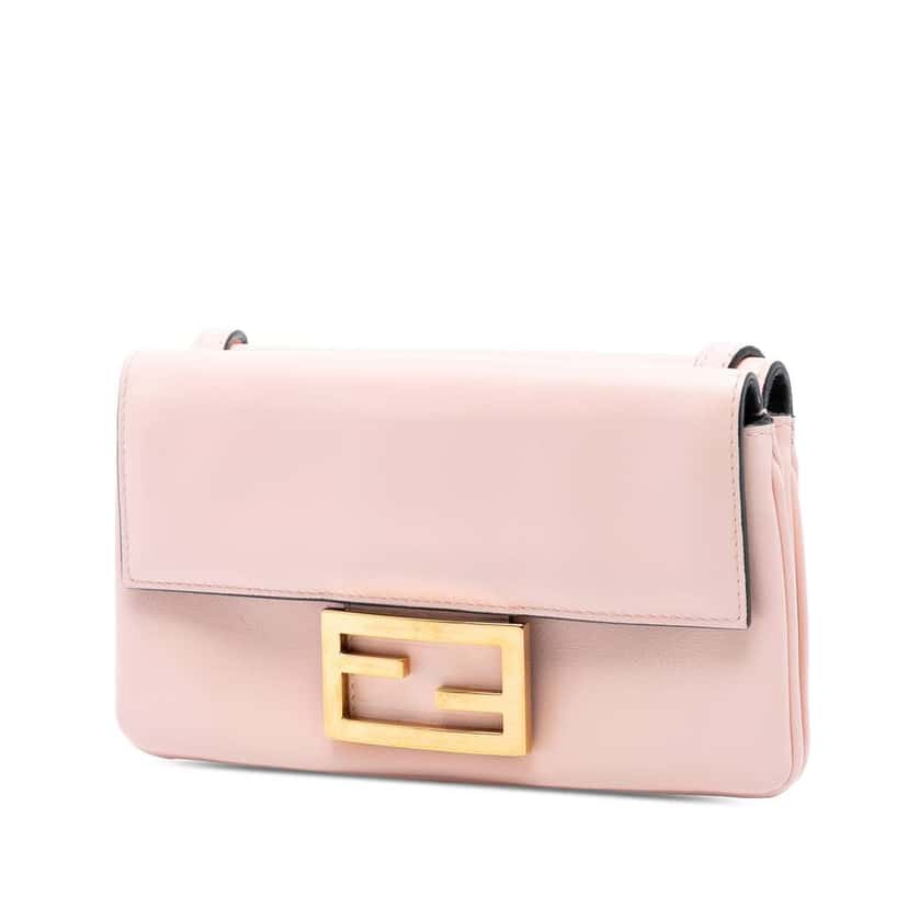 Fendi Leather Duo Baguette Crossbody Pink Leather Good condition - Back View