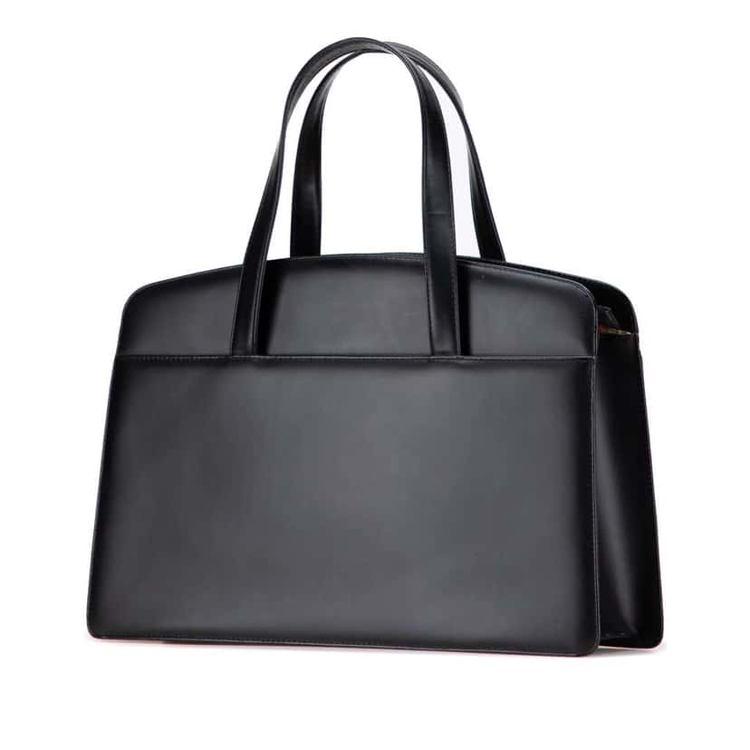 Burberry House Check Trimmed Leather Handbag Black Leather Good condition - Back View