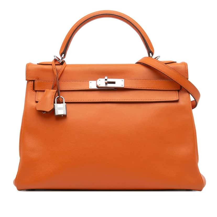 Hermès Swift Kelly II Retourne 32 Orange Leather Good condition - Front View