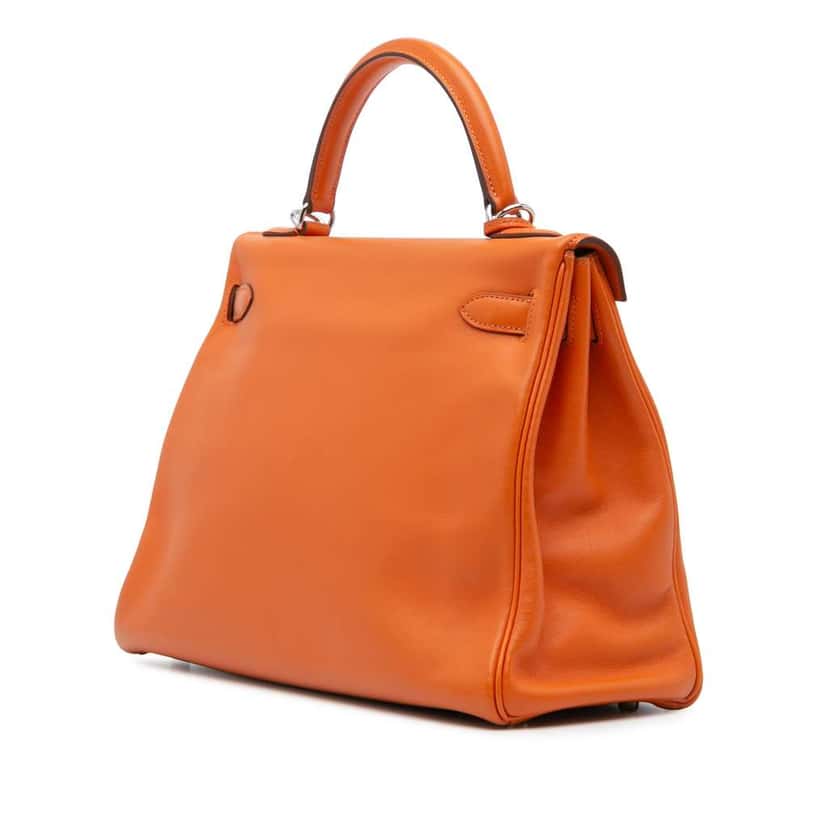 Hermès Swift Kelly II Retourne 32 Orange Leather Good condition - Back View