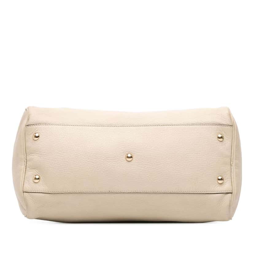 Gucci Medium Calfskin Bamboo Shopper Boston Bag White Leather Good condition - Inside View