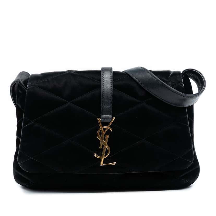Saint Laurent Quilted Satin Le 57 Shoulder Bag Black Satin Very good condition - Front View
