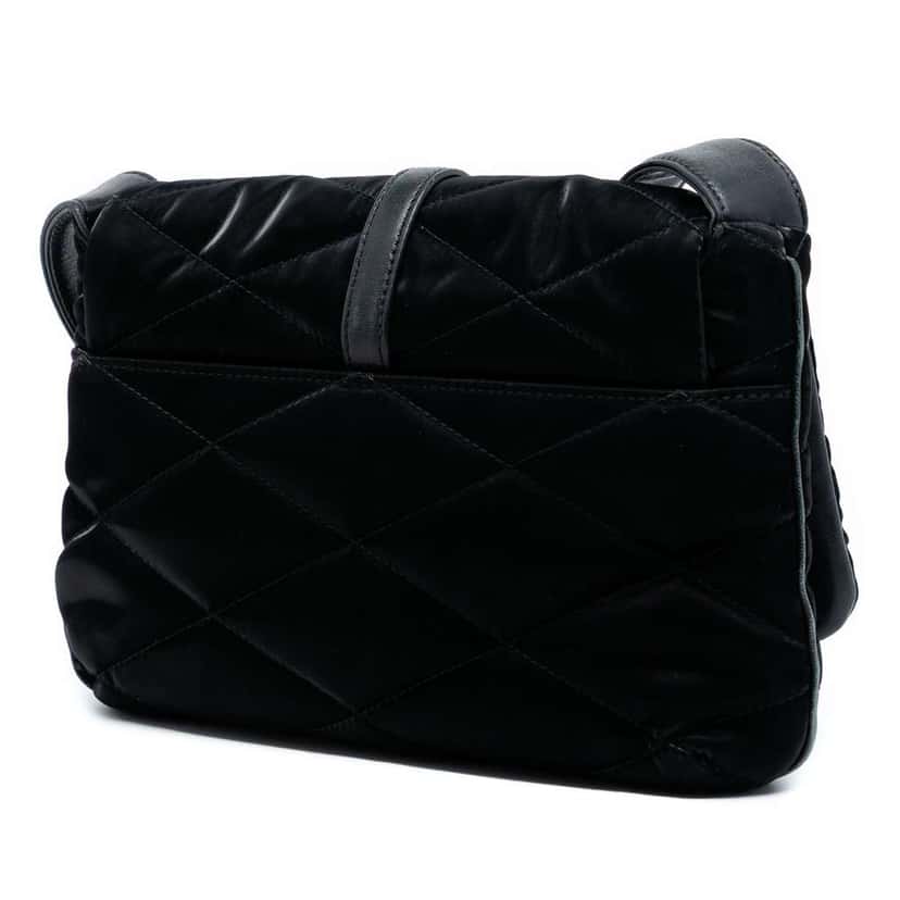 Saint Laurent Quilted Satin Le 57 Shoulder Bag Black Satin Very good condition - Back View