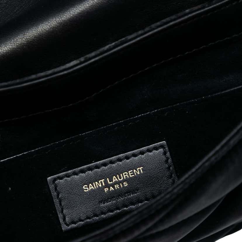 Saint Laurent Quilted Satin Le 57 Shoulder Bag Black Satin Very good condition - Box View